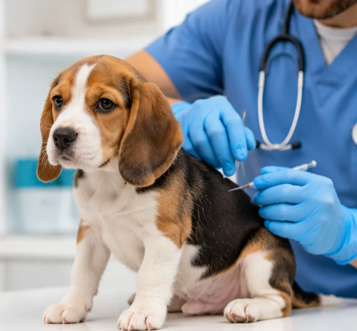 Puppy receiving a vaccination illustrative photo